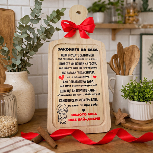 Дървена дъска "Законите на Баба"